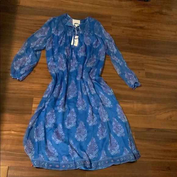 New Johnny Was Jade Blue Blaire Floral 100% Silk Midi Dress - Picture 2 of 16